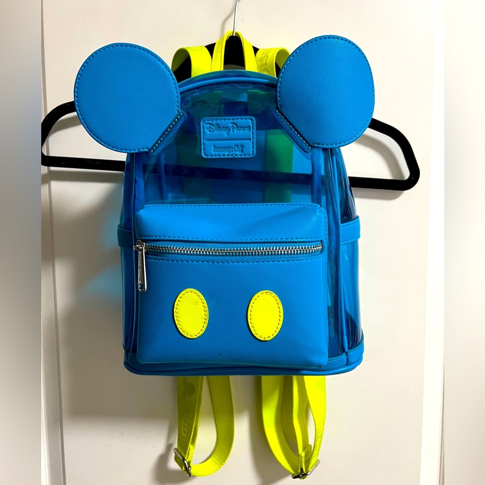 Disney parks disneyland Loungefly blue Mickey Mouse pvc backpack